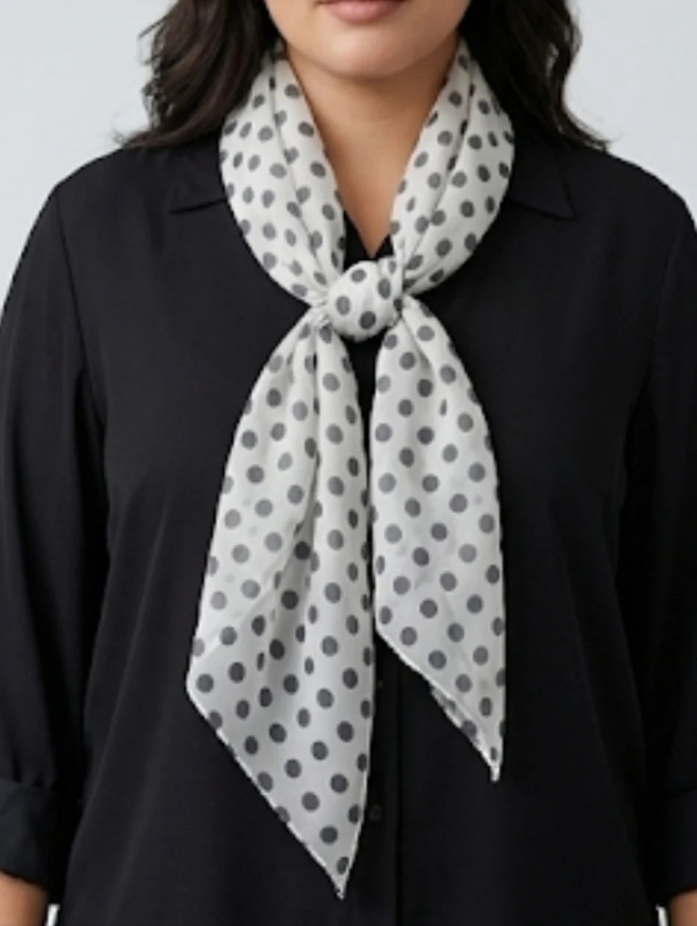 NWT Sheer Polka Dot Chiffon Scarf - White & Black - Lightweight Wrap 63